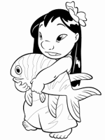 A coloring page of lilo and stitch